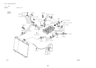 16571A 
91 
FIG.16-03 RADIATOR & WATER OUTLET 
(1111- )K3VE 
WATER HOSE ILLUST NO. 1 OF 2 
164674 
16321 
REFER TO 
FIG 11-04 
16571A 
16331A 
16322 
16341 
16035 
16470 
16470A 
91671-80820 
90041-09161(2) 
16470F 
16407A 
16267B 
16267 
16267A 
21591 
16355A 
21893B 
16572E 16572D 
16571D 
16573B 
16574 
16574A 
16507 16574A 
16712A 
16712A 
16581B 
90179-06299 
91551-80620 
91651-B0820 
91671-80618 
91671-80618 
91651-B0820 
91671-80616 
16581C 
16571C 
 