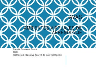 AVAS 
AMBIENTES VIRTUALES DE 
APRENDIZAJE 
Natalia Carmona García 
10 B 
Institución educativa Suarez de la presentación 
 
