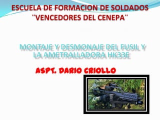 ESCUELA DE FORMACION DE SOLDADOS
¨VENCEDORES DEL CENEPA¨
ASPT. DARIO CRIOLLO
 