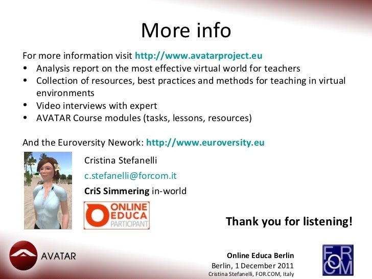 Avatar Project At The Online Educa Berlin Conference 2011