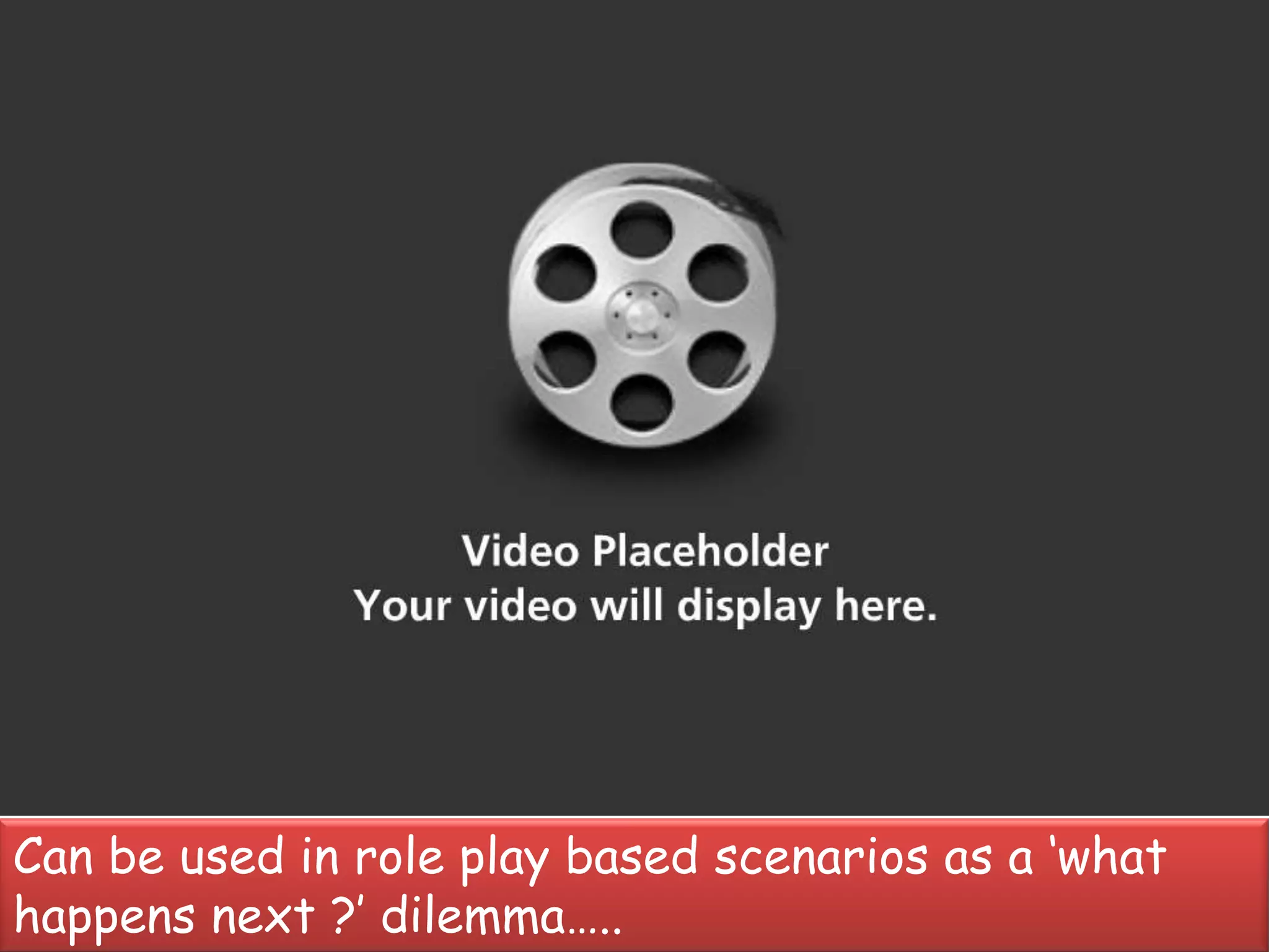 Can be used in role play based scenarios as a „what
happens next ?‟ dilemma…..
 