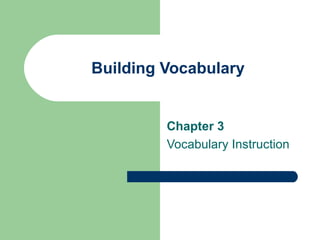 Building Vocabulary


         Chapter 3
         Vocabulary Instruction
 