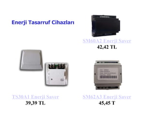 Enerji Tasarruf Cihazlar ı SM60A2  Enerji  Saver 42,42 TL SM62A3  Enerji  Saver 45,45 T TS30A1  Enerji  Saver 39,39 TL 