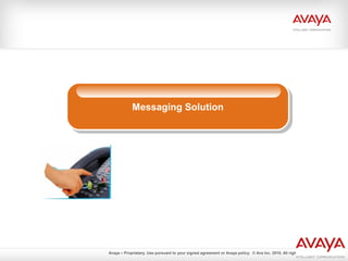 Avaya – Proprietary. Use pursuant to your signed agreement or Avaya policy. © Ava Inc. 2010. All rights reserved. 63
Messaging SolutionMessaging Solution
 