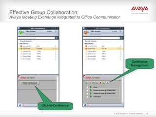 Effective Group Collaboration: Avaya Meeting Exchange integrated to Office Communicator Click-to-Conference Conference Management 