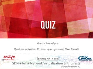 QUIZ
Saturday Jun 18, 2018
Ganesh Samarthyam
Questions by: Nishant Krishna, Vijay Upreti, and Daya Kamath
 