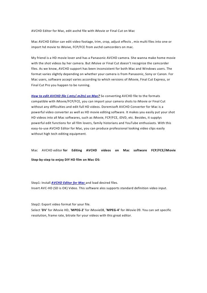 Final cut editor for mac