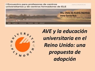 Dra. Chelo de Andrés Martínez Irene García Ruíz AVE y la educación universitaria en el Reino Unido: una propuesta de adopción 