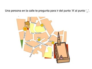 Una persona en la calle te pregunta para ir del punto „A‟ al punto „_‟.




                                1
                A



                            2
                                       3
 