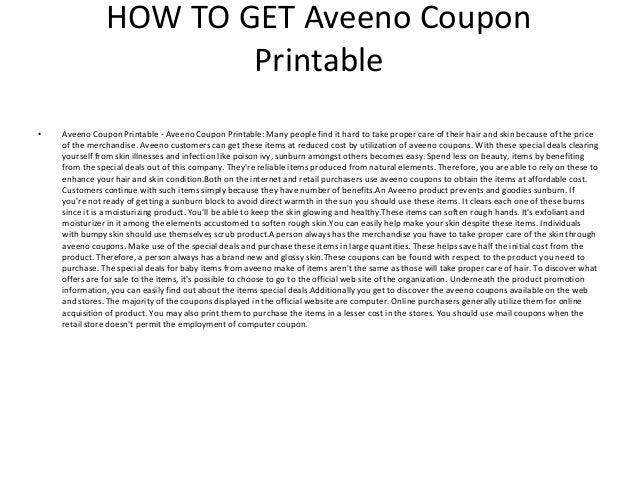 Aveeno Coupon Printable Aveeno Coupon Printable