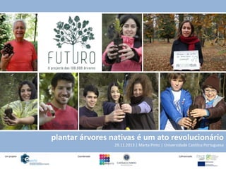 plantar árvores nativas é um ato revolucionário
29.11.2013 | Marta Pinto | Universidade Católica Portuguesa
Um projeto

Coordenado

Cofinanciado

 