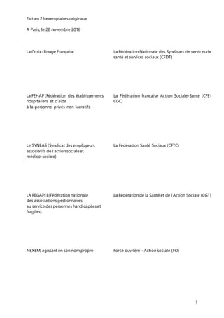 3
Fait en 25 exemplaires originaux
A Paris, le 28 novembre 2016
La Croix- Rouge Française La Fédération Nationale des Synd...
