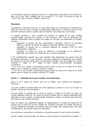 2
La convention collective nationale annexe n° 1 (dispositions particulières aux ouvriers) en
date du 16 juin 1961, modifi...