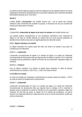 Le présent avenant règle les rapports entre les employeurs et les salariés relevant du champ
d’application territorial et ...