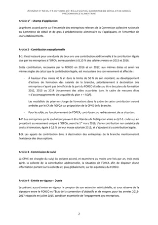 Avenant n° 54 du 15 octobre 2015 à la CCN du Commerce de détail et de gros à
prédominance alimentaire
Article 1er
- Champ ...
