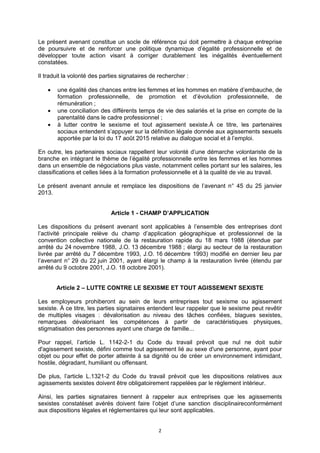 2
Le présent avenant constitue un socle de référence qui doit permettre à chaque entreprise
de poursuivre et de renforcer ...