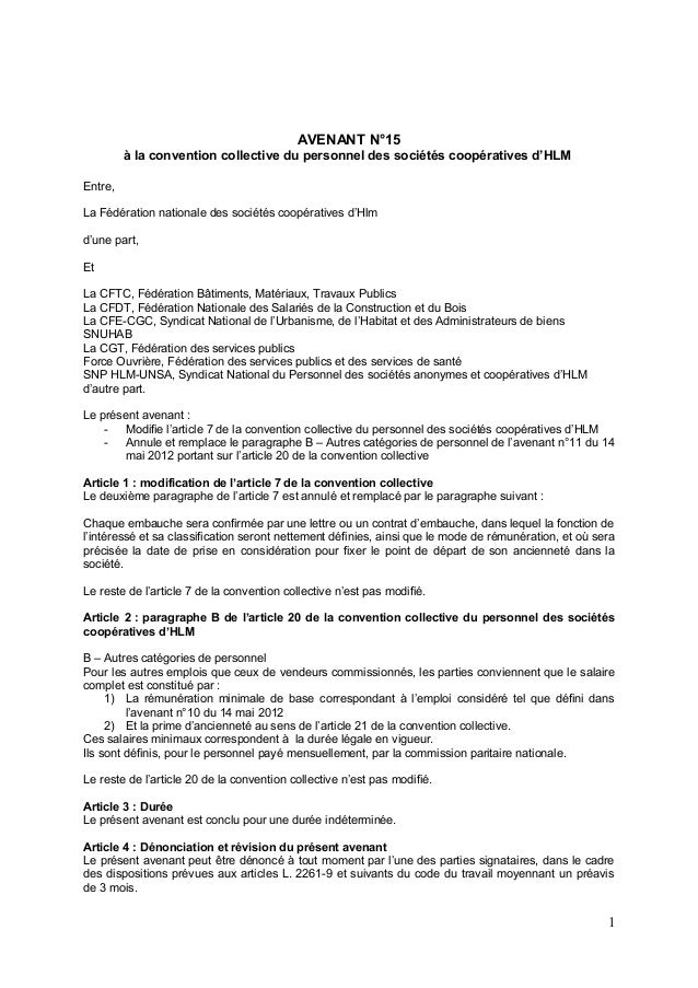 Modification Convention idcc 1588 avenant n15 de modification Modification Convention idcc 1588 avenant n15 de modification