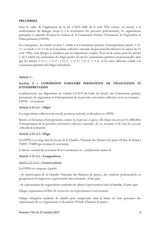 Avenant n°61 du 17 octobre 2017 2
PREAMBULE
Dans le cadre de l’application de la loi n°2016-1088 du 8 août 2016 relative a...