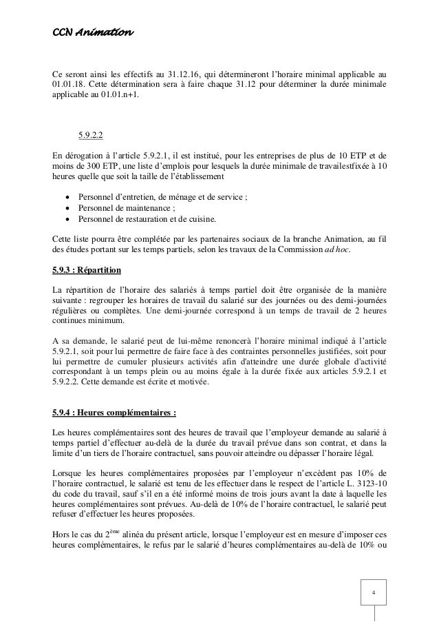 IDCC 1518 Avenant temps partiel