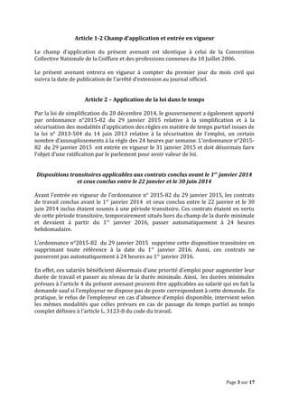 Article 1-2 Champ d’application et entrée en vigueur
Le champ d’application du présent avenant est identique à celui de la...