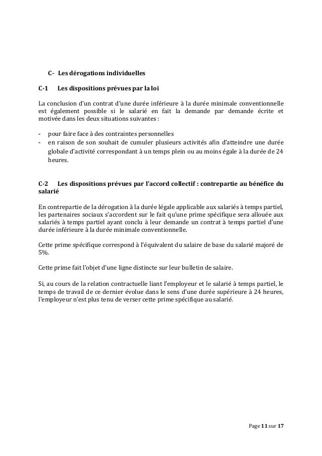 Lettre Temps Partiel Moins De 24 Heures  Exemple de Lettre