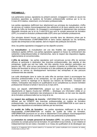 Avenant du 15 septembre 2015 à l’accord collectif du 14 novembre 2011 portant modification de la convention de création
d’...