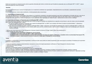 Estão aqui enumerados um conjunto de pontos sobre as garantias oferecidas pela Aventia no âmbito das suas formações de preparação para as certificações PMP ® e CBAP ® e alguns
                                              factos que poderão ser motivo de interesse.

                                              Garantias

                                              Na Aventia reconhecemos que o custo da Formação pode ser um investimento considerável nas organizações, independentemente da sua dimensão, e especialmente nas atuais
                                              circunstâncias.
                                              No sentido de maximizar o retorno deste investimento, a Aventia apresenta estes compromissos:

                                              1.1 Compromisso de Proteção do Perfil:
                                              A formação de colaboradores em metodologias e boas práticas é um investimento considerável, não existindo garantias de que todos os participantes na formação irão ficar no seio da sua
                                              organização uma vez formados. Como garantia adicional, se um colaborador sair pela sua própria iniciativa da organização cliente nos seis meses a seguir à sua participação numa
                                              formação da Aventia, garantimos a mesma formação para um outro colaborador dessa organização por metade do preço * (relativamente ao valor do curso no catálogo).

                                              1.2 Compromisso de Sucesso na Preparação para as Certificações PMP ® e CBAP ®.
                                              Na Aventia estamos tão confiantes na nossa capacidade para ministrar formação de qualidade que estabelecemos os seguintes compromissos no caso dos nossos cursos de preparação
                                              para o exame das certificações PMP® e CBAP® :
                                                    i) No caso ter recebido a formação de preparação para o exame de certificação PMP ® ou CBAP ® com a Aventia e não passar no exame na primeira tentativa **, oferecemos a
                                                        mesma formação novamente e sem custo adicional *.
                                                    ii) Caso reprove na sua tentativa de passar o exame de certificação PMP ® e CBAP® e frequentou uma formação de preparação para o exame de certificação PMP ® ou CBAP ® nos
                                                        últimos 12 meses com outra entidade que não a Aventia, poderá usufruir de 50% de desconto sobre o valor do curso no catálogo no nosso curso de preparação para o exame da
                                                        respetiva certificação.

                                              * Aplicável aos cursos presenciais de Project Management e Business Analysis da Aventia em Portugal. Sujeito a taxas administrativas (50 €).
                                              ** Estas condições são válidas desde que:
                                                        - o participante tenha frequentado a totalidade do curso da Aventia,
                                                        - a candidatura seja válida e aceite pelo PMI® ou IIBA® respetivamente,
                                                        - se realizem todos os exercícios fornecidos na ferramenta de simulação de exames da respetiva certificação e o resultado mínimo nos dois testes finais seja de 75%.
                                                        - a tentativa de passar o exame deverá ter ocorrido no prazo de 2 meses após a finalização do curso da Aventia.

                                              Factos

                                              A qualidade e o profissionalismo da Aventia são garantidos e confirmam-se pelo nosso portfolio de clientes empresariais e pela nossa equipa de consultores / formadores que nos permitem
                                              apresentar os seguintes números:
©2012 Aventia. Todos os direitos reservados




                                              + 10 anos de experiência conjunta no desenvolvimento e execução de cursos de formação especializada e certificada em Project Management e Business Analysis.
                                              + 7.000 horas de formação certificada.
                                              + 2.500 formandos.
                                              Satisfação dos participantes superior a 4,5 numa escala de 0 a 5.
                                              90% de sucesso nos candidatos que se apresentaram ao exame de certificação PMP ®.
                                              Cursos em português, castelhano e inglês. Modalidades pedagógicas: formações presenciais, simuladores de gestão com ferramentas multimédia, coaching e e-learning.
                                              Centro de Competência situado em Lisboa que centraliza todas as atividades de suporte, obtendo economia de escala e coerência no enquadramento internacional. Capacidade de entrega
                                              local com escritórios em Madrid, Barcelona, São Paulo e Londres, e projetos num total de 10 países.




                                                                                                                                                                                                                                         54
 