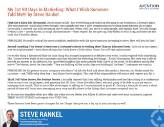 Steve Rankel My First 90 Days in Sales & Marketing | PDF