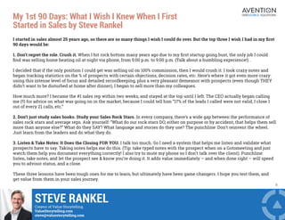 Steve Rankel My First 90 Days in Sales & Marketing | PDF