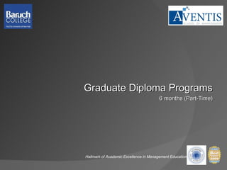 Graduate Diploma Programs 6 months (Part-Time) Hallmark of Academic Excellence in Management Education 