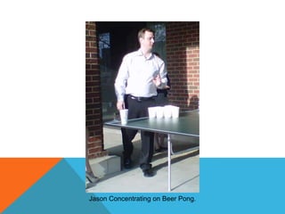 Jason Concentrating on Beer Pong.

 