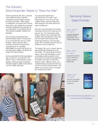3
Avenue partnered with SHI, a national
value-added reseller, to identify
and deploy the best tablet solution
for store as...