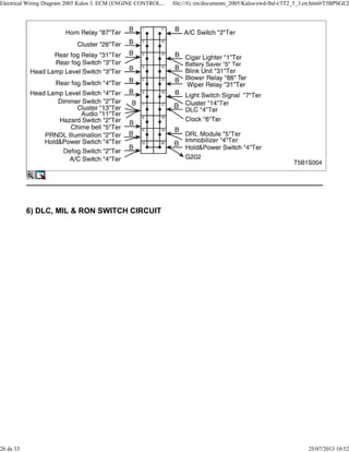 6) DLC, MIL & RON SWITCH CIRCUIT
Electrical Wiring Diagram 2005 Kalos 3. ECM (ENGINE CONTROL... file:///G:/en/documents_20...