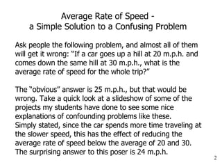 Averages Confusing Problem Average Rate Of Speed | PPT
