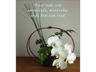 Faça tudo com serenidade, mantenha-se de bem com você. 