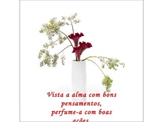 Vista a alma com bons pensamentos, perfume-a com boas ações. 