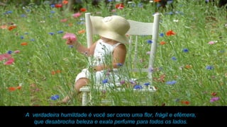A  verdadeira humildade é você ser como uma flor, frágil e efêmera, que desabrocha beleza e exala perfume para todos os lados. 