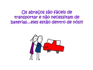 Os abraços são fáceis de
 transportar e não necessitam de
baterias...eles estão dentro de nós!!!
 