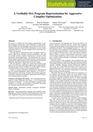A Verifiable SSA Program Representation For Aggressive Compiler ...