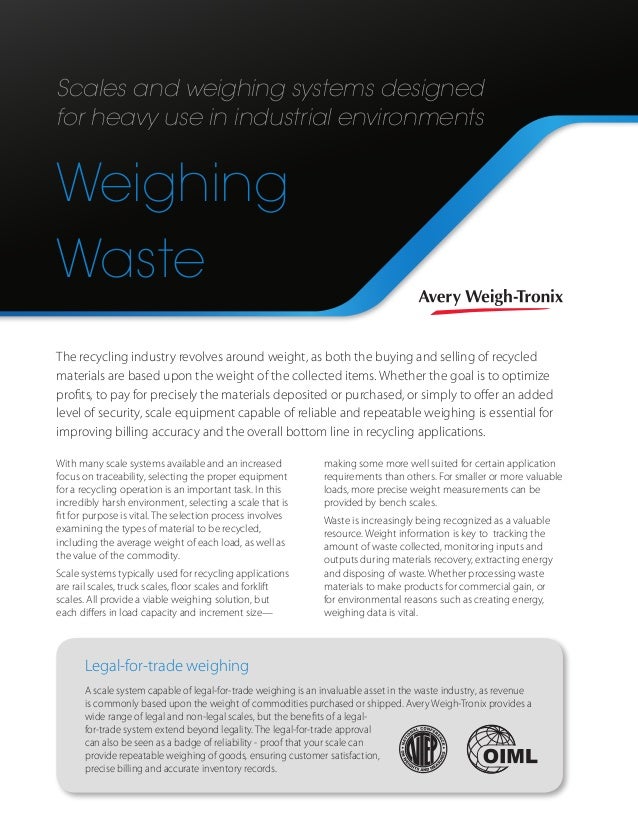 Avery WeighTronix Waste Recycling Center Scales Brochure