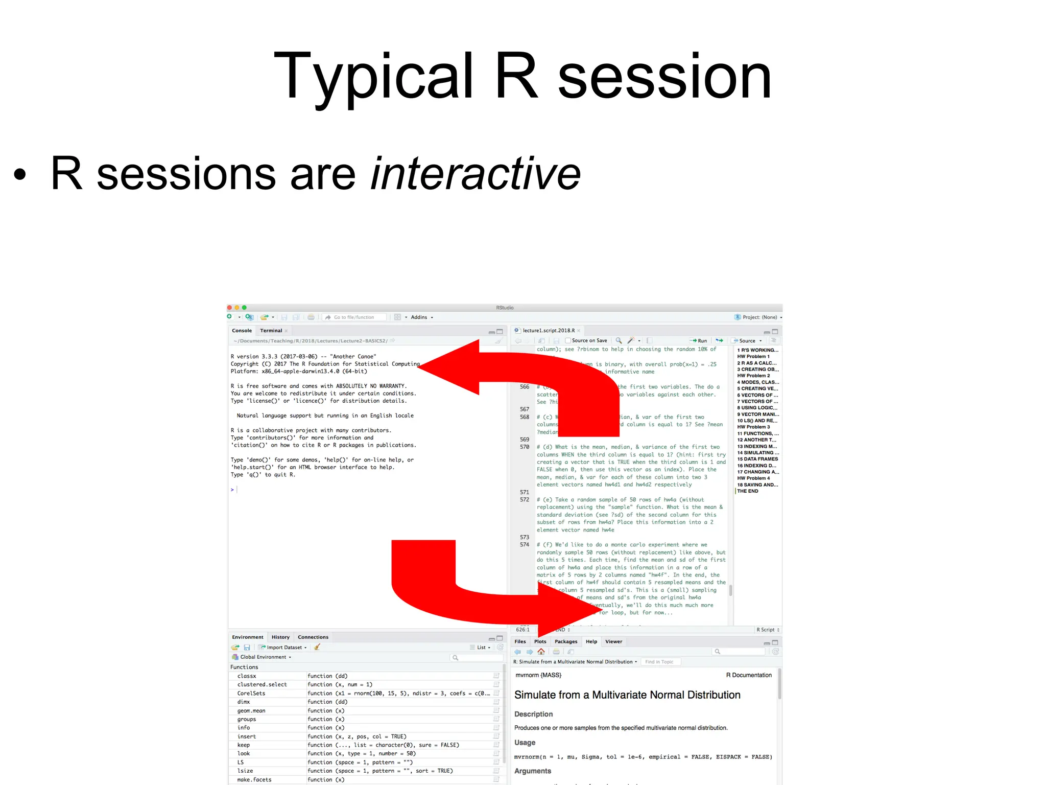 Typical R session
• R sessions are interactive
 