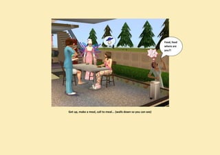 Food, food
                                                                   where are
                                                                   you?!




Get up, make a meal, call to meal... (walls down so you can see)
 