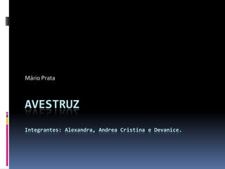 AVESTRUZ
Integrantes: Alexandra, Andrea Cristina e Devanice.
Mário Prata
 