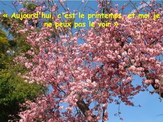 « Aujourd'hui, c'est le printemps, et moi je
ne peux pas le voir »
 
