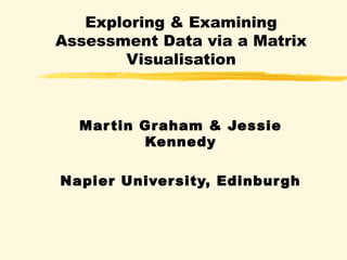 Exploring & Examining 
Assessment Data via a Matrix 
Visualisation 
Mar tin Graham & Jessie 
Kennedy 
Napier University, Edinburgh 
 