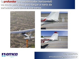 O profundor (no estabilizador horizontal)
se move para cima para forçar o nariz da
aeronave para cima e vice-versa.




                                                  (12) 36087579
                                      emcataubate@yahoo.com.br
 