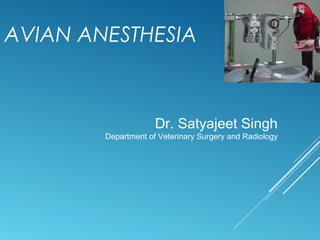 AVIAN ANESTHESIA
Dr. Satyajeet Singh
Department of Veterinary Surgery and Radiology
 