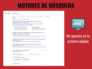 MOTORES DE BÚSQUEDA
No aparece en la
primera página
 