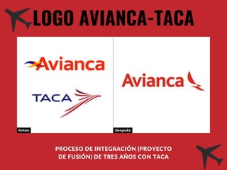 PROCESO DE INTEGRACIÓN (PROYECTO
DE FUSIÓN) DE TRES AÑOS CON TACA
LOGO AVIANCA-TACA
 