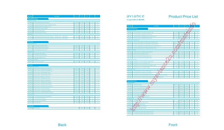 product price lists